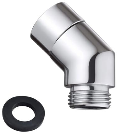 Adaptateur de douchette à 135 °, adaptateur de tuyau de douche, pièce articulée, raccord coudé pour douchette, adaptateur de tête pivotante, adaptateur pour tuyau de douche, avec joint en caoutchouc