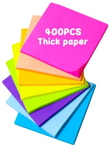 KU 8 Pack Notes Sticky de Colores para Etiquetar Notas Adhesivas Readherentes 76 x 76 mm, Fácil de Escribir para Reuniones Escolares en la Oficina en Casa (50 Hojas/Bloc)