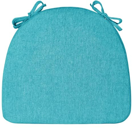 Kitchen Chair Pads set of 1, 40D Foam Support,D Shaped Seat Cushions for Dining Room Chairs Farmhouse Work Wood Chair Table Cushion Replacement Office Home Apartment Decorative 17x16x2 Lake Blue