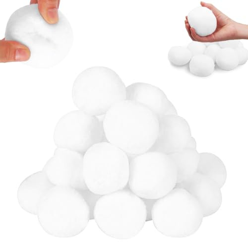 Fiotha 20 Pezzi Palla di Neve Bianca, Palle di Neve Finte per Bambini, Palline Morbide di Peluche, Lotta di Palle di Neve al Coperto, 7 cm, Giochi Invernali per Lotta Contro la Neve