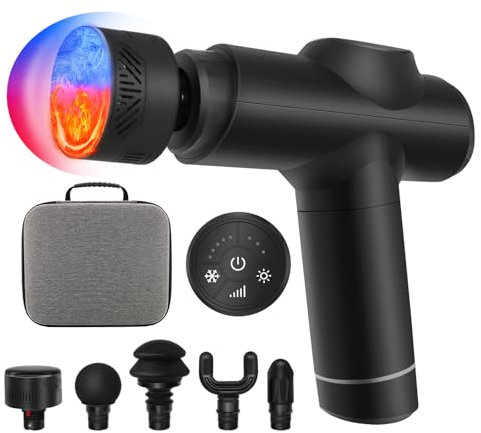 Emicool Professionell Massagepistole mit Wärme und Kälte, Elektrisches MassagegeräT mit Warmefunktion, Massage Gun mit Hitze KäLte Function, Tiefengewebe Muskel MassagegeräT Massage Pistole
