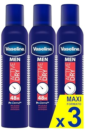 Vaseline Men Active Dry 48h 250ml (Pacco da 3)