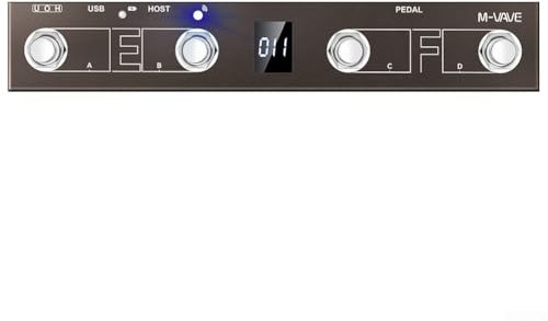 Controlador de pedal MIDI, pedal MIDI portátil recargable de 4 botones, teclas de combinación personalizadas, compatible con la aplicación Forturner (marrón)