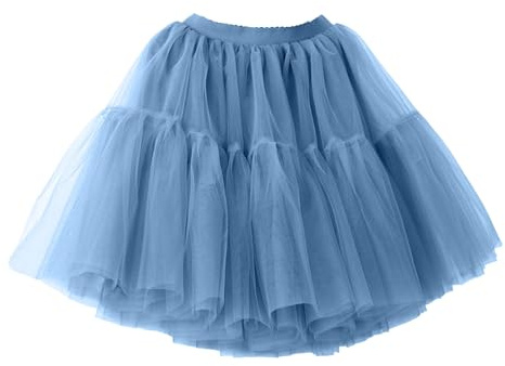 Gonna in tulle, da donna, in tulle, tutù, per adulti, in tulle, sottogonna in tulle, per carnevale, balletto, tutù, costume da principessa, gonna in tulle, Azzurro, Taglia unica