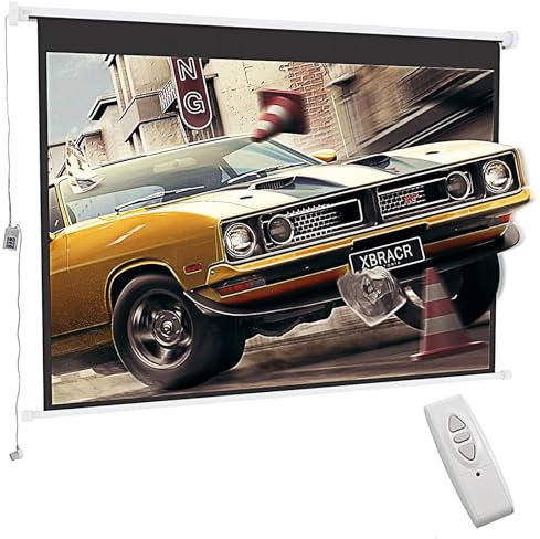 INMOZATA Motor Leinwand Beamer Elektrisch 191cm, Bild 165 x 124 cm(84 Zoll), Format 4:3, Fernbedienung, Deckenmontage & Wandmontage Projektor Leinwand für Heimkino Büro Schule Präsentationen-Weiß