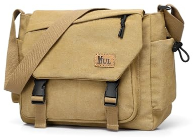 ibalulu Umhängetasche Herren,Robuste Canvas Messenger Bag mit Mehreren Taschen & Verstellbarem Gurt, Vintage Crossbody Bag Hobo Arbeitstasche Unisex Schultertasche für Beruf, Reise, Alltag(Khaki)