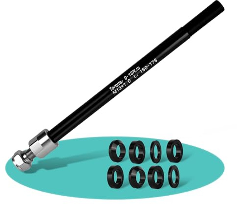 Adaptateur d'axe M12, axe enfichable de 164-174 mm avec adaptateur d'essieu de vélo, axe enfichable, longueur de tige réglable avec la plupart des attelages de remorque de vélo