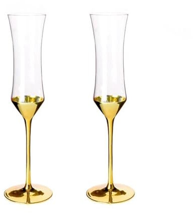 bicchieri da vino Bicchiere da champagne a vita stretta, 2 pezzi di flûte da champagne placcati in oro, capacità 5,58 once for banchetti aziendali e riunioni annuali Coppe da Dessert e Champagne