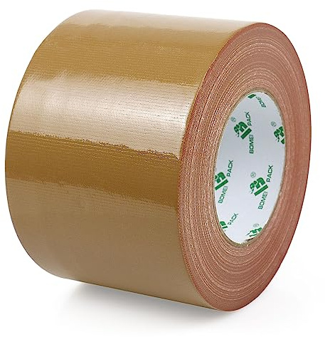 BOMEI PACK Cinta adhesiva americana 100mm x 50 m, Marrón cinta impermeable de tela de para reparaciones, bricolaje, manualidades, uso en interiores y exteriores