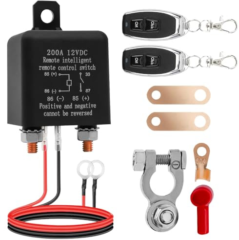 SGZIOO Coupe Circuit Batterie 12V 200A, Antivol Coupe Batteries, avec 2 Télécommandes, Coupleur Separateur Batterie 12V, Antivol, pour Voiture, Camping Car, Moto, Camion, RV, Bateau