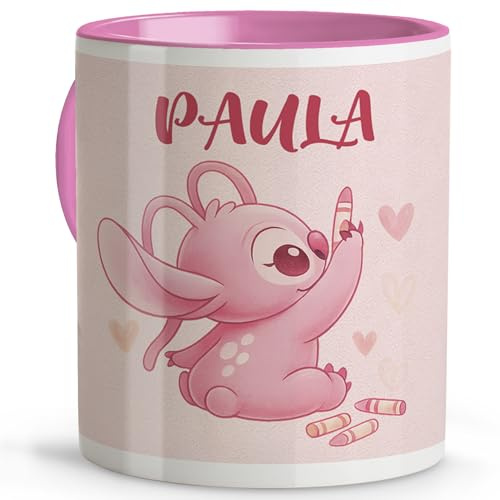 LolaPix Taza plastico Personalizada. Taza Plastico Infantil Personalizada. Vaso Infantil Personalizado. Tazas Personalizadas con Nombre SIN BPA. Koala Rosa Pintando