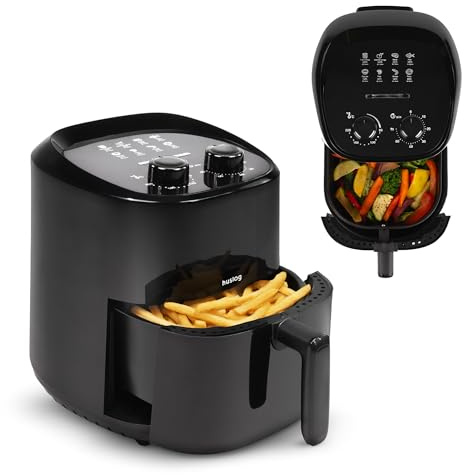 huslog 3,5 L luftfritös – 1400 W oljefri luftfritös med temperaturkontroll från 80–200 °C, 60 minuters timer, ljusindikatorlampa, kallt grepp vid beröring