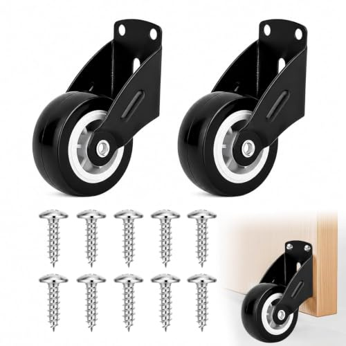 2 Pcs Gate Wheels for Wooden Gates, 60 mm Bottom Support Castor Wheels | Bracket Mounted Design, Supports Gate Movement, Repair Replacement Set, Suitable For DIY Projects, Compact Wheel Design