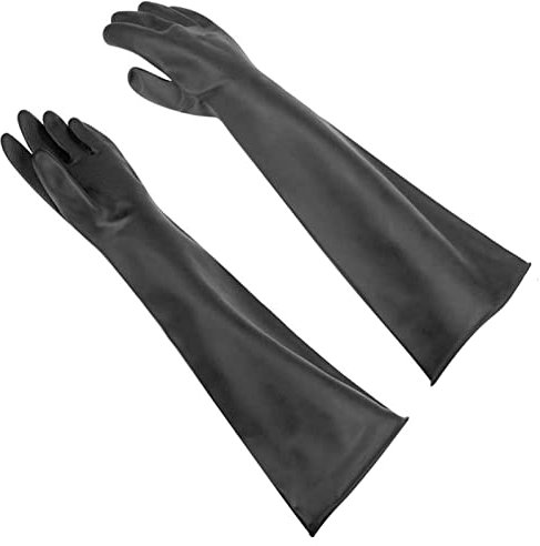 Upgraded 22 Latex Gloves Chemical Resistant Rubber PPE Industrial Safety Work Extra Long Gauntlets Gloves Black Heavy Duty Waterproof Gloves Garden Gloves, Resist Strong Acid, Alkali and Oil 1 Pair