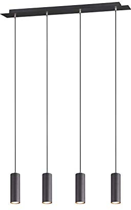 lightling modern Pendellampe Julie, 4-flammige Pendelleuchte schwarz matt Metall, Esszimmer Küche Wohnzimmer, 4 x GU10 max. 35W, ø 6 cm, höhenverstellbar max. 150 cm, Breite 75 cm