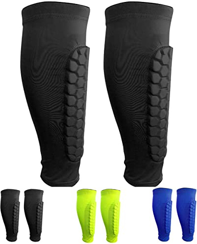 SANON Football Shin Pads, Shin Guards Professional Crashproof Shin Pads for Football Games Beginner, Running, Jogging, Cycling, Fitness, Teenagers Boys Girls Men Women 1 pair (Black)