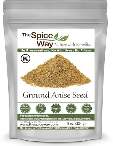 The Spice Way Premium Anise Seeds - Ground seeds (8 oz) also called Aniseed. Used for baking bread, cooking and even tea.