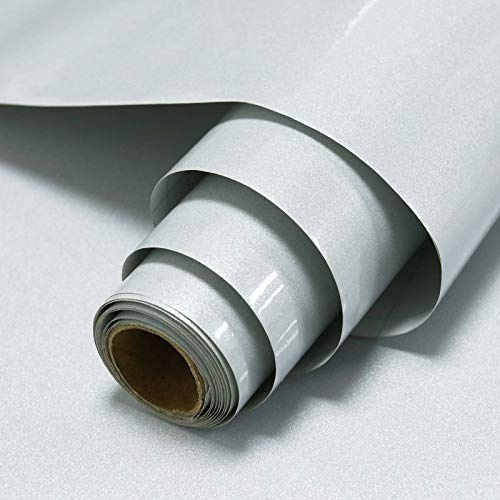 Timeet Peel and Stick Wallpaper Grey Glitter Effect Self Adhesive Wallpaper Glossy Sticky Back Plastic Paper Vinyl Wrap Film Roll for Kitchen Counter Top Cabinets Furniture Stickers 40x300cm