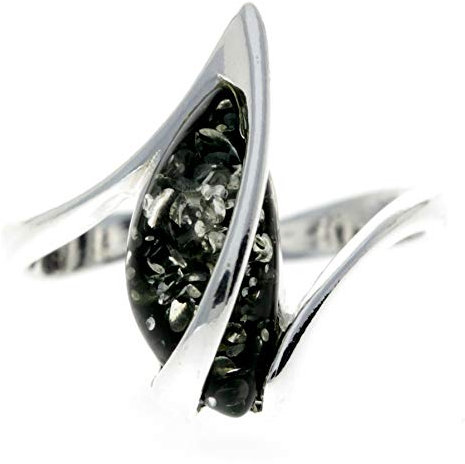 Moderner Ring aus Sterlingsilber und echtem baltischen Bernstein, GL402, Sterling Silber, Bernstein