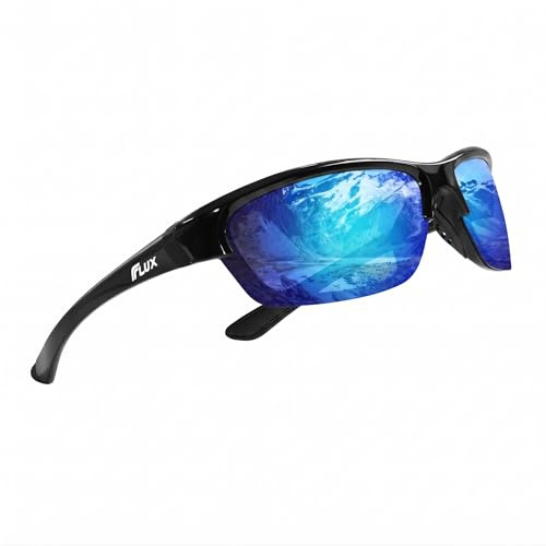 ICECUBE Avento Lunettes de soleil de sport polarisées UV400 avec fonction antidérapante et cadre léger pour homme et femme lors de la conduite, de la course (BLK/Blue)