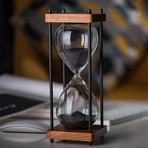 Timer for timglas, Timer for sandklocka, 15 30 minuter Timer for stora timglas i trä, dekoration av svart sandglas, Timer for skrivbordssand i sovrummet (Färg: Svart, Storlek: 15 minuter) (Color : Sc