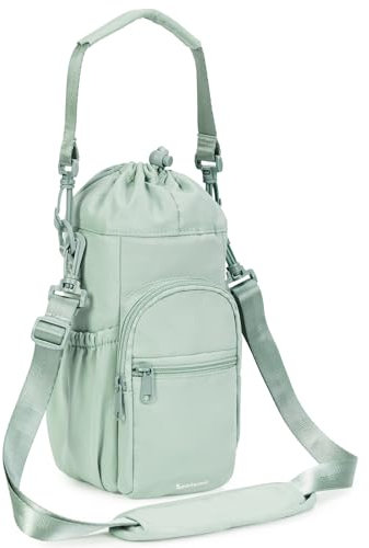 sportsnew Wasserflaschenhalter mit Gurt 32 Unzen 40 Unzen Isolierte Wasserflaschen-Tragetasche mit Handytasche Wasserflaschenhülle zum Wandern, Sonnenblume,Grün