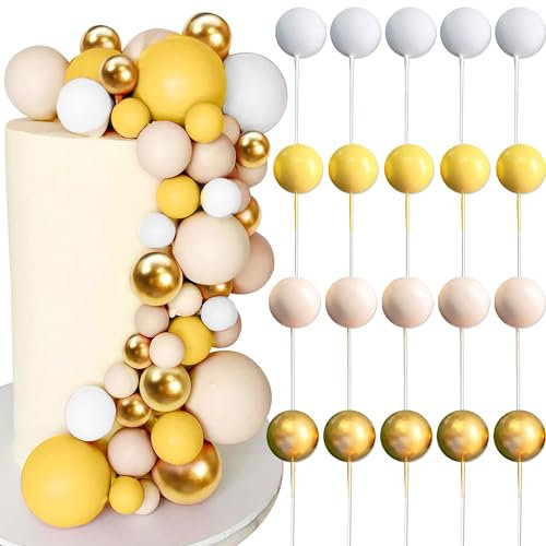 JeVenis Gold boho Tortendeko Kugeln Tortendeko Geburtstag Schaum Ball Kuchen Dekoration für Geburtstag Hochzeit Valentinstag Babyparty