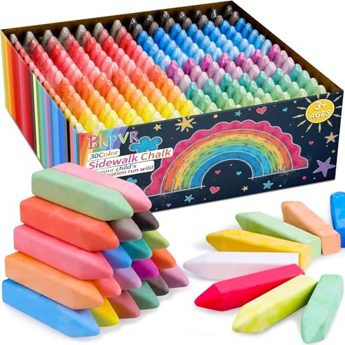 Bkpvr 150 Pcs Jumbo Sidewalk Chalk Set for Kids 30 Colors, Cone Shaped Giant Colorful Chalk Bulk, Non-Toxic Colored Washable Chalk For Driveway, Pavement, Outdoors, Blackboard, Playground