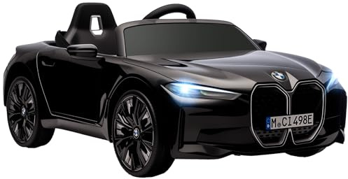 HOMCOM Voiture Électrique Enfants Licence BMW I4 12V 3-5 km/h Noir | Voiture à Batterie, Véhicule Électrique, Télécommande, MP3 Musique, Affichage, Lumières, Ceinture de Sécurité