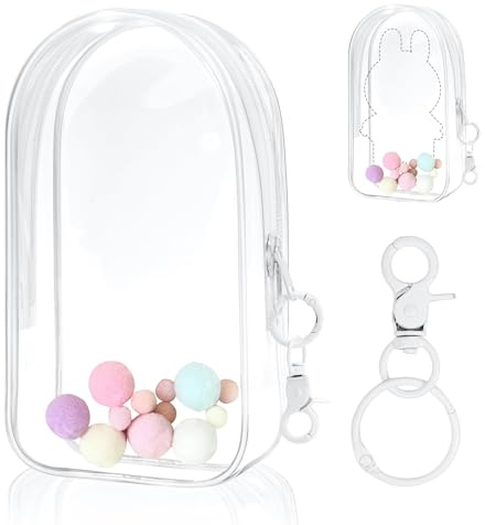 Mrltau Transparente Doll Bolsa para Vinyl Plush Toy Doll Cryingbaby Doll, con Pequeña Bola Peluda, Gran Funda Protectora para Vinyl Plush Toy Vinyl Plush Toy Llavero, Proteja Su Muñeca, Bag Charm