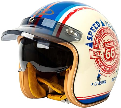 Casques Ouvert Classique Demi-Casque Hommes, Casques De Moto 3/4 Ouvert Casque Scooter Vintage Casque Jet Moto Homme Homologué Dot/ECE Demi Casque Chaud pour Scooter Cyclomoteur 5,L