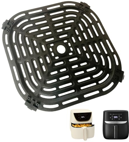 HlkEurt 6QT Air Fryer Grill Plate for Bella Pro Series/Paris Hilton Air Fryers, Upgraded Grill Pan Crisper Plate Rack Tray Grate Grid Shelf for 6QT Paris Hilton Air Fryer, Dishwasher Safe, Nonstick