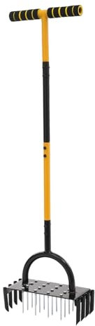 Scarificateur manuel 2 en 1 pour pelouse avec 16 pointes et 8 noyaux - Scarificateur manuel pour gazon, aération, entretien de la pelouse