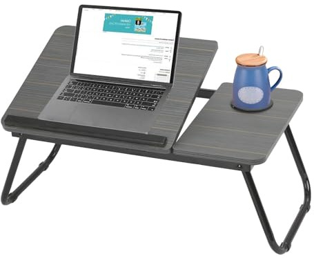 BALLSHOP Table de Lit Pliable pour Ordinateur Portable 55x32cm Plateau Multifonction avec Porte-Gobelet Bureau Portable pour Lecture Petit-Déjeuner (Noir)