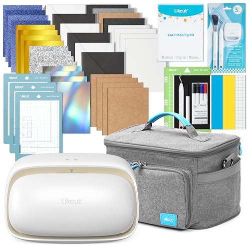 Likcut Glee S501 Plotter de Corte de Vinilo y Troqueladora Electrónica para Tarjetas, Kit con Cartulinas y Bolsa de Almacenamiento, Beige