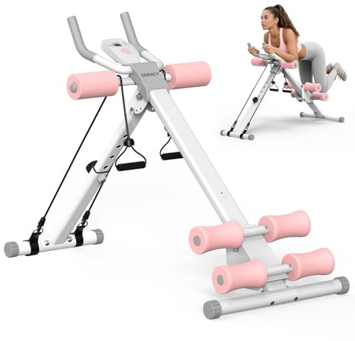 DERACY Ab Workout Machine Adjustable Ab Trainer Abdominal Trainer for Home Gym Foldable Ab Crunch Machine for Core 440 LBS (White)