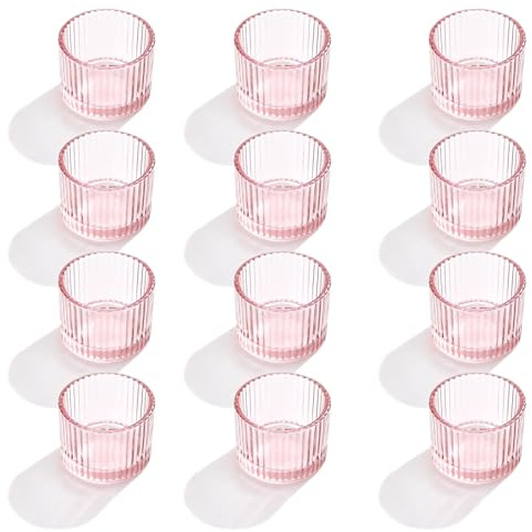 FUND AMLIGHT Lot de 12 photophores Roses, photophores en Verre pour la décoration de Table, Mariages, Noël, Saint-Valentin et décoration intérieure