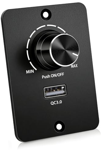 HNCY 12 V LED-dimmer med USB-laddningsport, PWM DC 12 V LED-dimmer | Roterande LED-ljusdimmer, kontinuerlig dimmer, 12 V dimbar LED för husbil, båt, lastbil skåpbil, husvagn