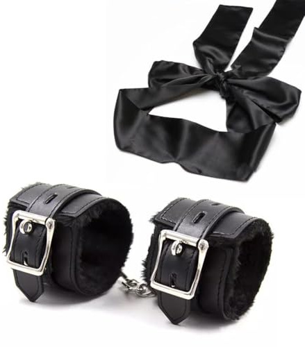 YIPFEN 1 set kit di legatura sadomaso regolabile, giocattolo erotico per coppie, estremo per donna, cinturino alla caviglia, polsino accessori per cosplay, manette pelose, manette per coppia