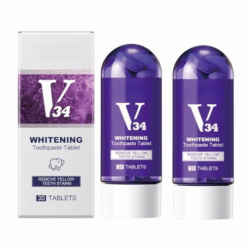 Tabletas blanqueadoras de dientes for eliminar manchas, aliento fresco y cuidado bucal, tabletas de limpieza portátiles con vitamina C y extracto de menta(2pcs)