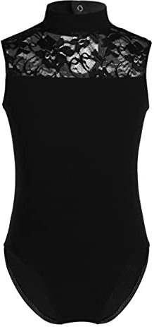 YiZYiF Justaucorps Gymnastique Enfant Fille Dentelle Léotard Danse Ballet Classique Body Sport Yoga Col Haut Combinaison Bodysuit Patinage Costume Performance 5-14 Ans