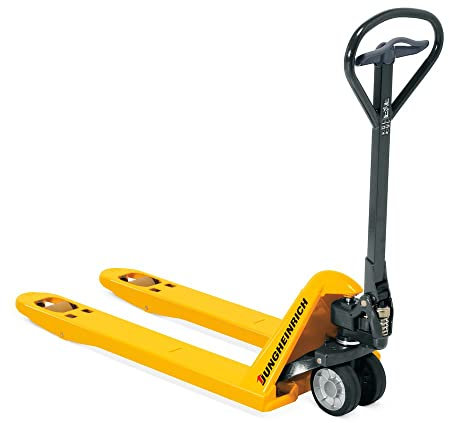 Jungheinrich Hubwagen AM | 2.200 kg Tragkraft | 1.150 mm Gabellänge | Lenkrad/Gabelrolle aus verschleißarmen Nylon | Tandem-Gabelrollen | Palettenhubwagen