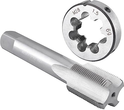 Burkit M28 x 1,5 Gewindebohrer und Schneideisen Set, M28 x 1,5 Maschinengewindebohrer und runde Schneideisen Rechtshänder