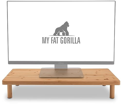 MY FAT GORILLA - Monitorständer aus Bambus, ergonomischer Monitor stand, Monitorerhöhung aus Holz, 100% Bambus Bildschirmerhöhung, XL Monitor Erhöhung, Desk Shelf für schweren Bildschirm