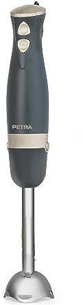 Petra PT5612BGRYVDE Stabmixer - Edelstahlstab & Klinge Elektrischer Pürierstab, 2 Geschwindigkeiten, Abnehmbar, Kompakt, Tiefeinsteckmixer Für Suppen, Smoothies, Saucen, Babynahrung, 600W, Grau & Gold