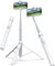 TONEOF 66 Automatic Tripod Selfie Stick, Auto-Open Phone Tripod Stand with Magnetic Rechargable Remote, 360° Double Axes Rotatable Travel Tripod, Stable Smartphone Monopod for iPhone/Android-White