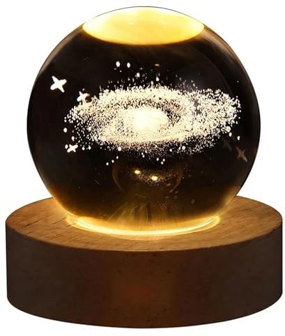 Hohota Lampe boule de cristal 3D Unique avec Projections galaxie et planétaire, veilleuse USB for atmosphère confortable, boule de plasma(Galaxy)