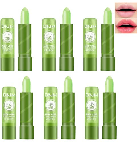 6 Pcs Aloe Vera Lippenpflege Aloe Vera Lipstick Langanhaltende Pflege Und Beruhigung Tiefenbefeuchtung für Frauen Und Mädchen für Rissige Lippen