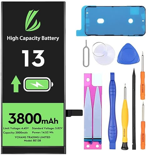LL TRADER Akku für iPhone 13, 3800 mAh hohe Kapazität Lithium-Polymer-Akku mit Reparaturwerkzeug