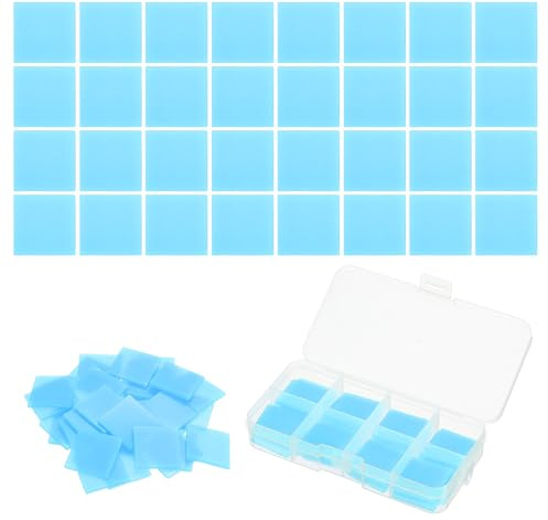 PATIKIL 32 Piezas De Arcilla De Cera Pegamento Para Pintura De Diamantes 5D Cuadrados Recambios De Pegamento Para Pintura De Diamantes DIY Con Caja De Almacenamiento (25mm/1, Azul)